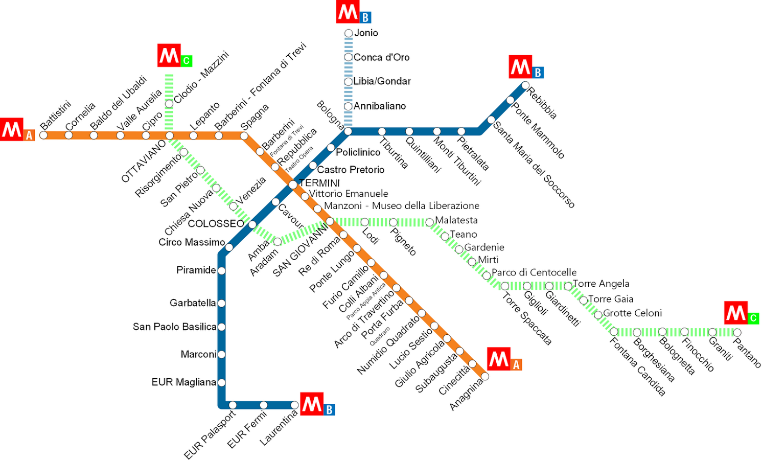 Metro Roma: le mappe di tutte le linee e altre info