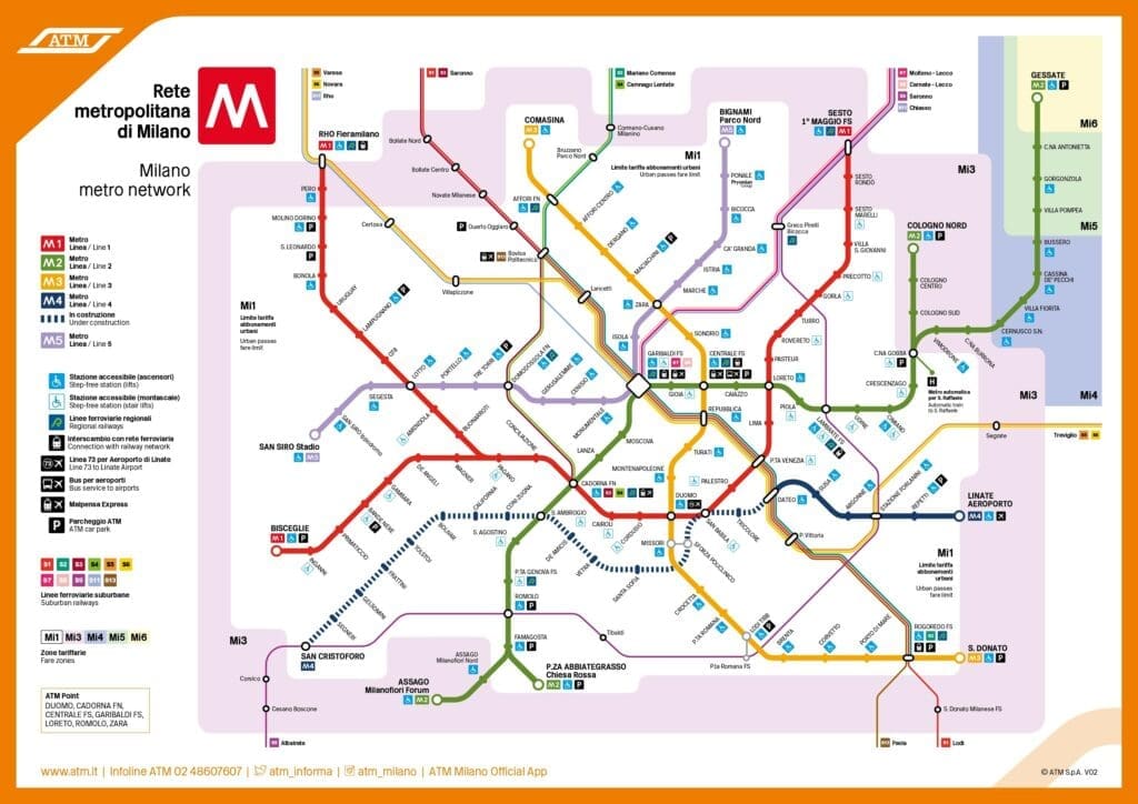 Mappa della Metro di Milano