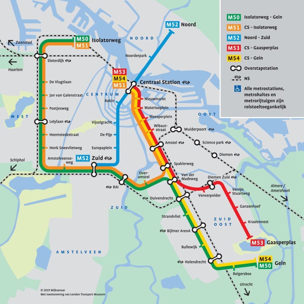 mappa metro amsterdam