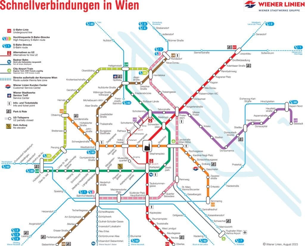 Mappa della metropolitana di Vienna