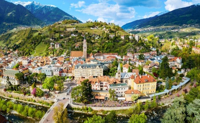 veduta di Merano dall'alto